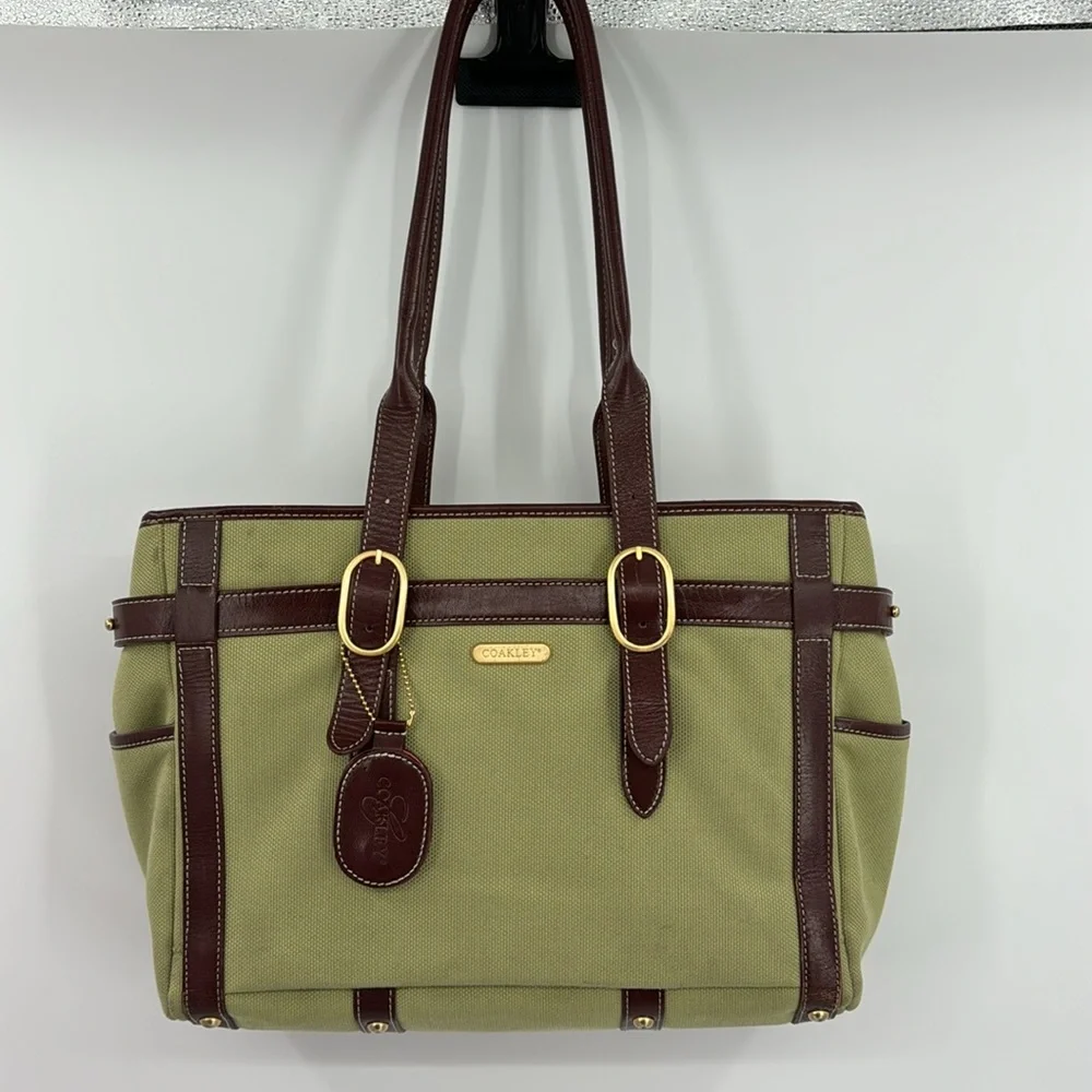 Coakley Laptop Bag green and brown leather